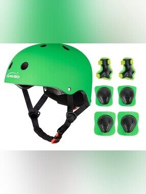 Like New!! XJD Bright Green Helmet with Matching Pads! NO Longer In This Color!!